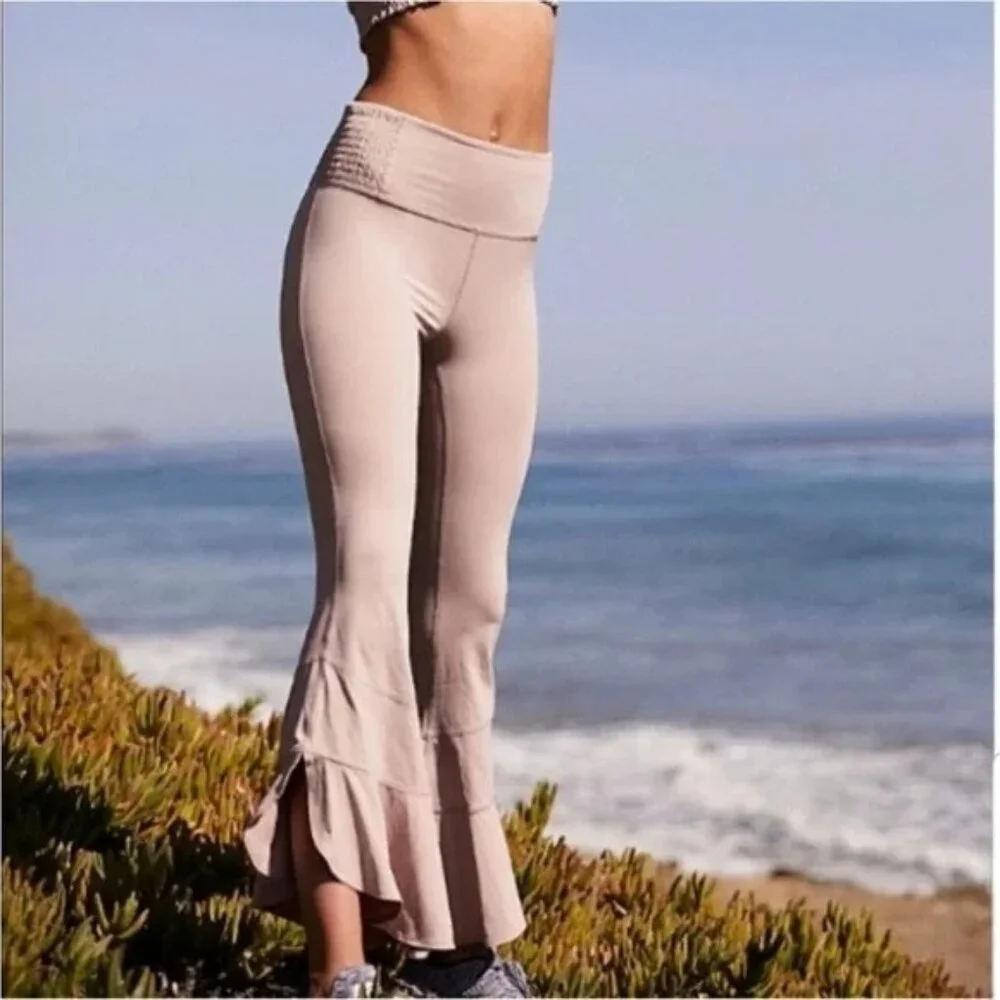 Free People Movement Starlight Pants Flared Leggings Blush Mauve Lilac Small - Picture 9 of 9